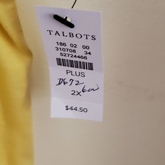 Talbots NWT Yellow Scalloped Scoop Neck Pima Cotton Top Size 2X - Picture 5 of 5